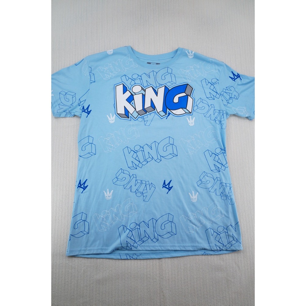 OG Hustle Shirt Mens Extra Large Blue King Graphic All Over Print Hip Hop Street
